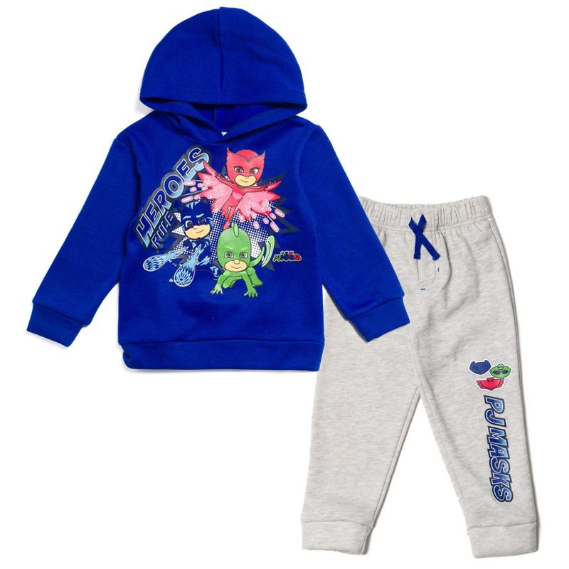 طقم ملابس للأطفال الصغار من PJ Masks Gekko Owlette Catboy Fleece Pullover Hoodie and Pants