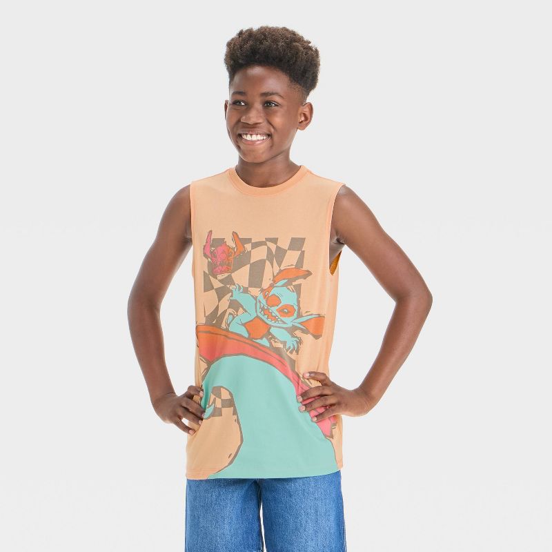 Boys' Stitch Surfing Mineral Wash Tank Top - Orange