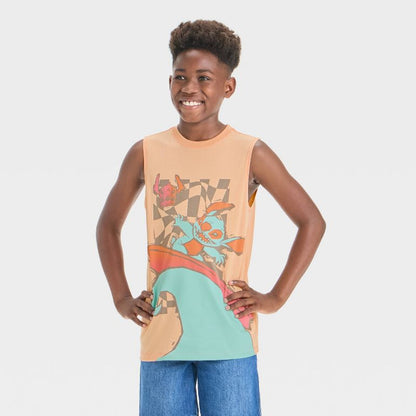 Boys' Stitch Surfing Mineral Wash Tank Top - Orange