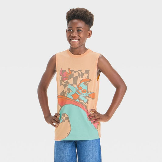 Boys' Stitch Surfing Mineral Wash Tank Top - Orange