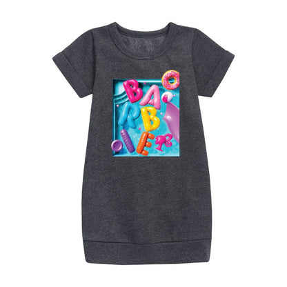 Girls' - Barbie - Summer Pool Floaties Graphic Short Sleeve Fleece Dress