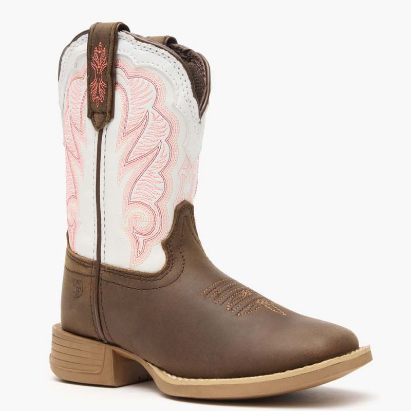 Kids Durango® Lil' Rebel Pro™ Big Kid's Trail Brown and White Western Boot