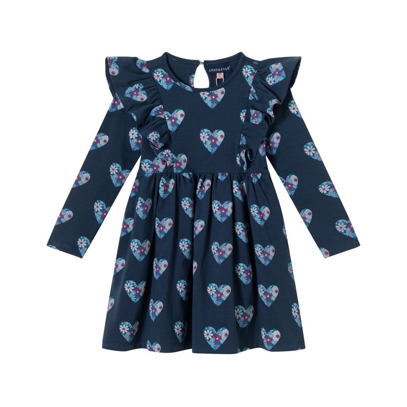 Andy & Evan  Toddler  Navy Heather Printed Jersey Dress