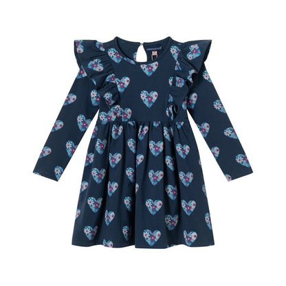 Andy & Evan  Toddler  Navy Heather Printed Jersey Dress