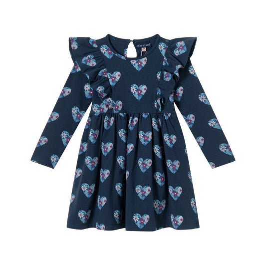 Andy & Evan  Toddler  Navy Heather Printed Jersey Dress