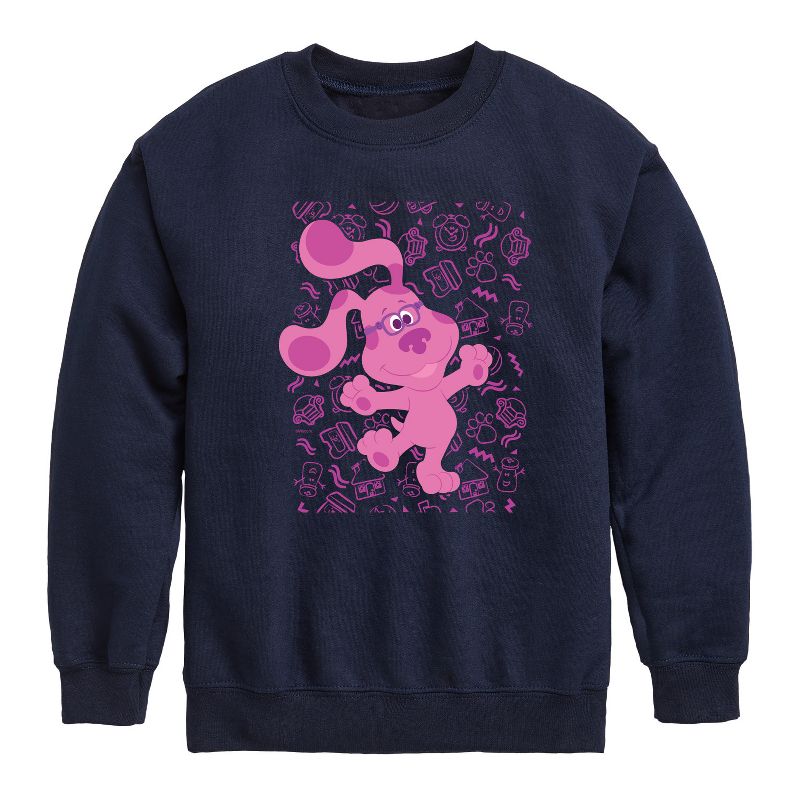 Boys' - Blue's Clues & You! - Magenta Excited Graphic Long Sleeve Fleece Sweatshirt