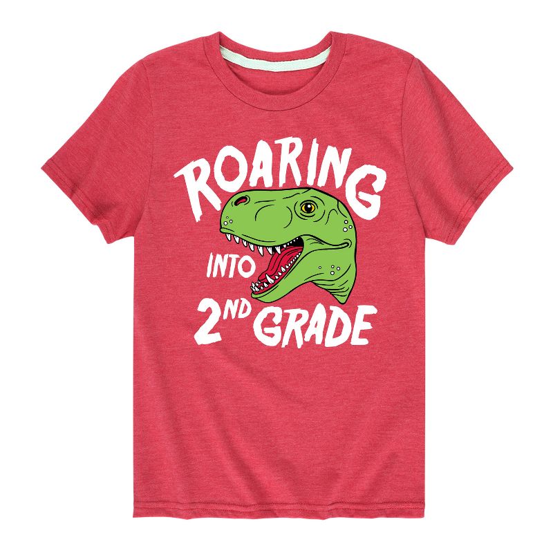 تي شيرت جرافيكي بأكمام قصيرة للأولاد - رسالة فورية - "الانطلاق إلى الصف الثاني"