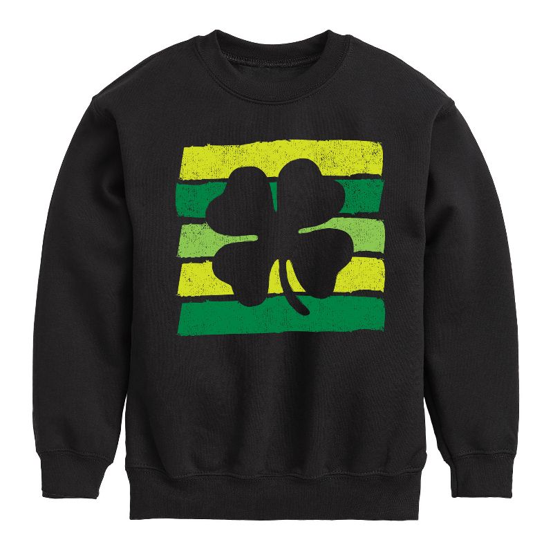 Boys' - Instant Message - St. Patrick's Day Outlined Shamrock Graphic Long Sleeve Fleece Sweatshirt