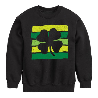 Boys' - Instant Message - St. Patrick's Day Outlined Shamrock Graphic Long Sleeve Fleece Sweatshirt