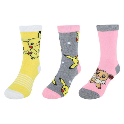 Textiel Trade Kid's Pokemon Power Up Crew Novelty Socks (3 Pack)