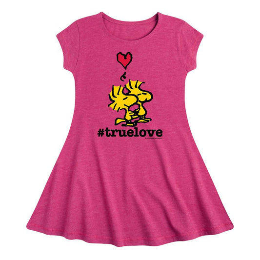 Girls' - Peanuts - True Love Woodstock Fit & Flair Cap Sleeve Dress