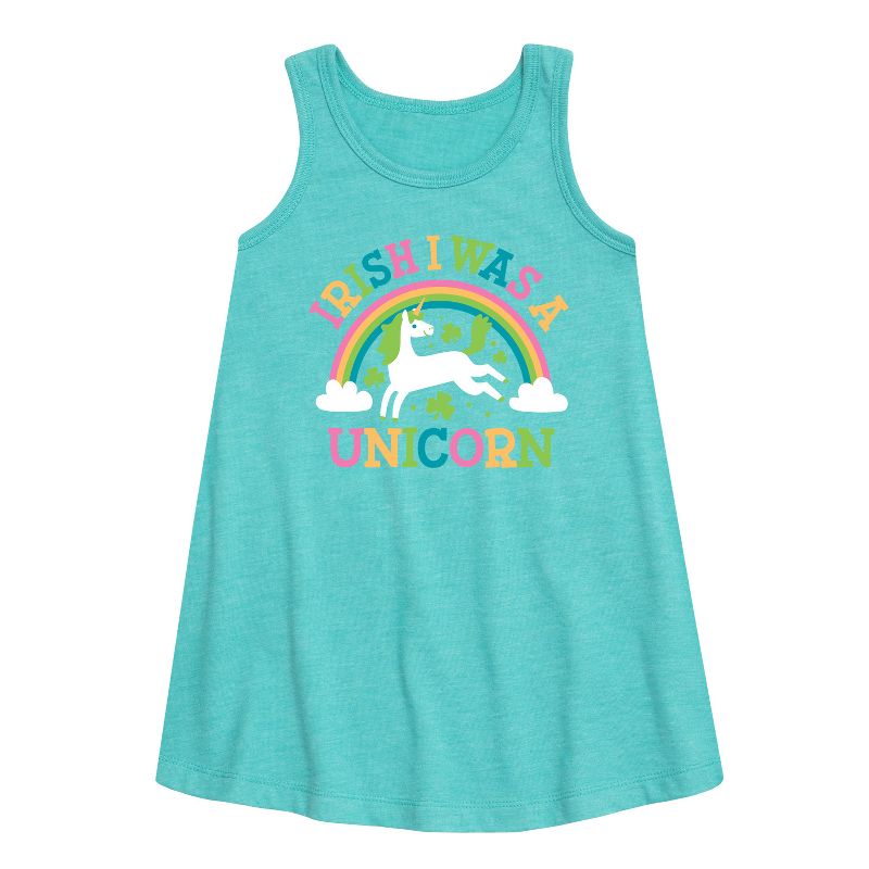 فستان بناتي - رسالة فورية - عيد القديس باتريك الأيرلندي، فستان "كنت وحيد القرن" بدون أكمام، بتصميم جرافيكي، منقوش