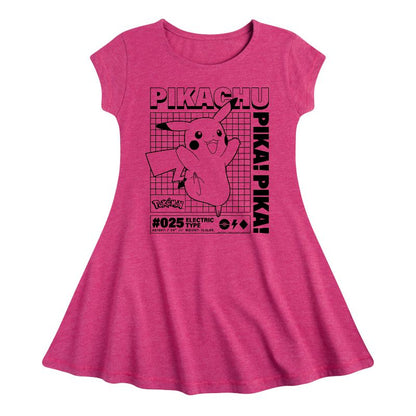 Girls' - Pokémon - Pikachu Info Chart Fit & Flair Cap Sleeve Dress