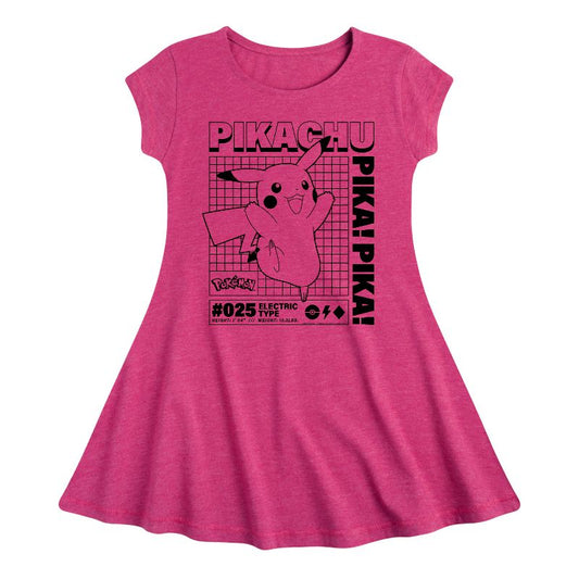 Girls' - Pokémon - Pikachu Info Chart Fit & Flair Cap Sleeve Dress