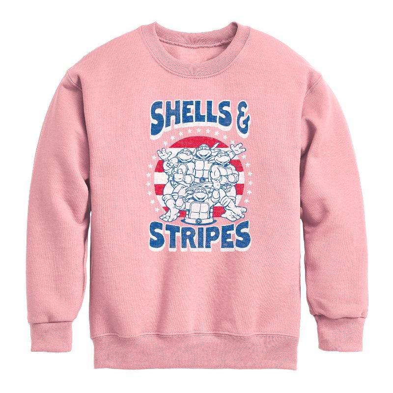 Boys' - Teenage Mutant Ninja Turtles - Shells And Stripes Graphic Long Sleeve Fleece Sweatshirt