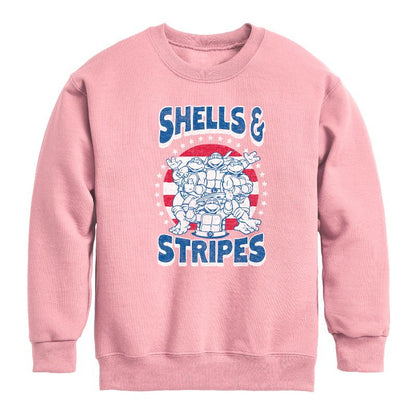 Boys' - Teenage Mutant Ninja Turtles - Shells And Stripes Graphic Long Sleeve Fleece Sweatshirt