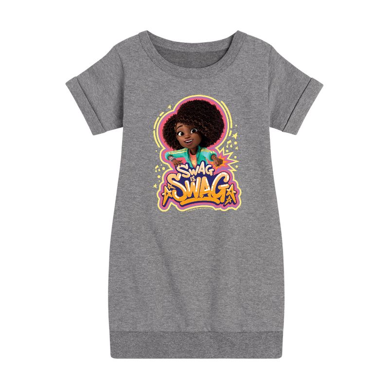 Girls' - Karma's World - Swag Is Swag Graphic Short Sleeve Fleece Dress