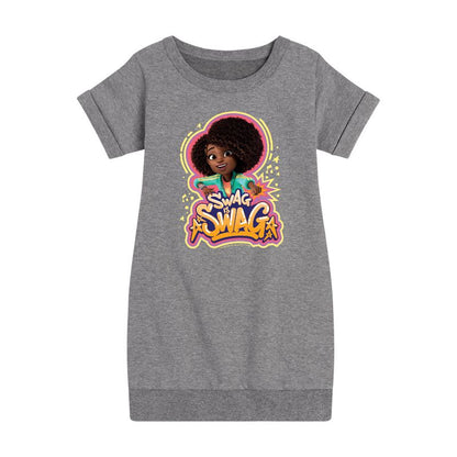 Girls' - Karma's World - Swag Is Swag Graphic Short Sleeve Fleece Dress