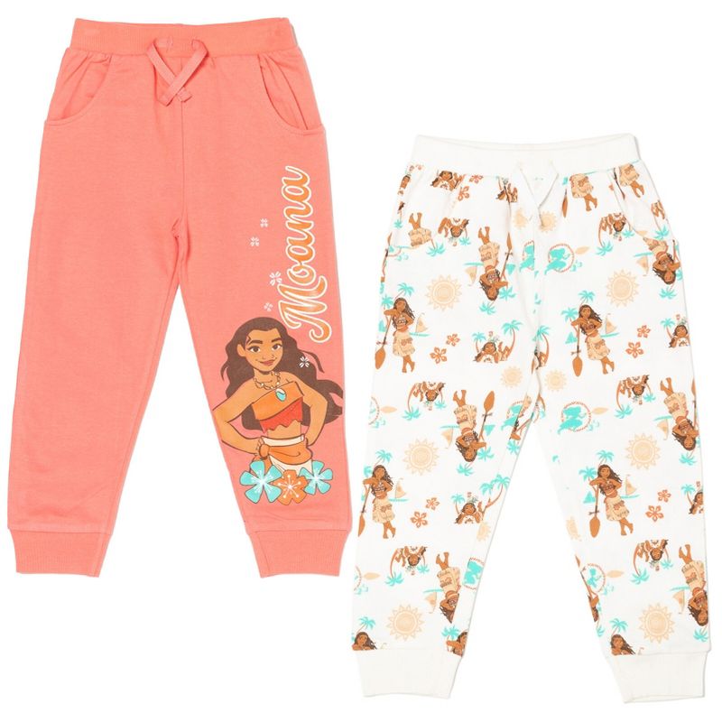 Disney Princess Moana Belle Rapunzel Jasmine Ariel Cinderella Girls 2 Pack Pants Little Kid to Big Kid