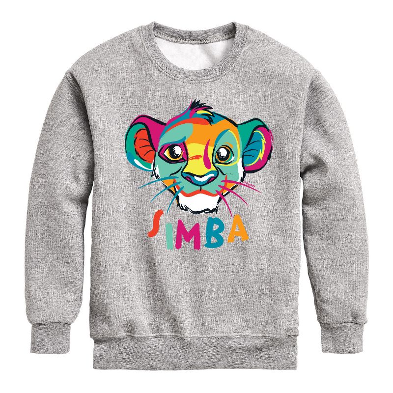 Boys' - Disney - Colorful Simba Graphic Long Sleeve Fleece Sweatshirt