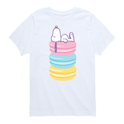 تي شيرت جرافيكي بأكمام قصيرة للأولاد - الفول السوداني - سنوبي - مكدس الماكرون