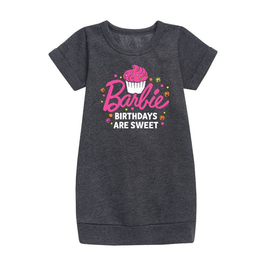 Girls' - Barbie - Barbie Birthdays Are Sweet Graphic Short Sleeve Fleece Dress