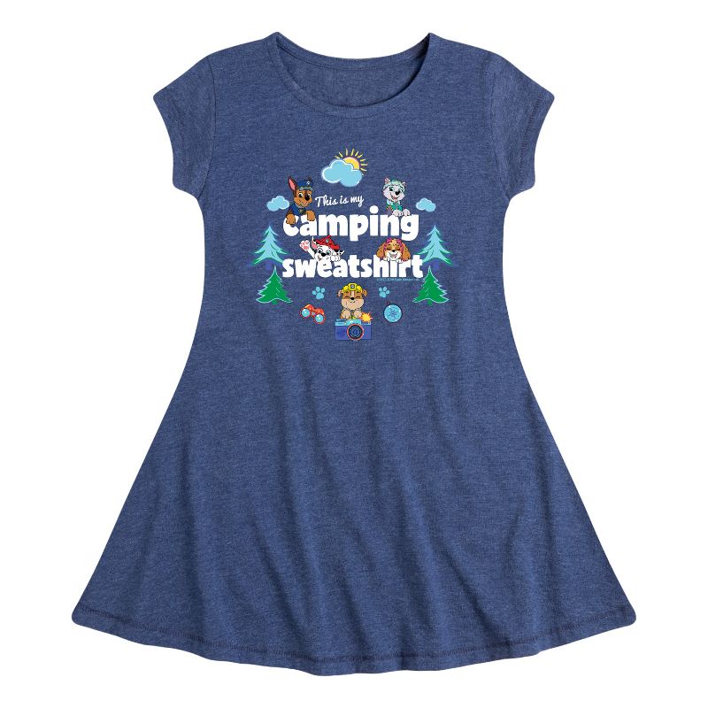 Girls' - Paw Patrol - This Is My Camping Sweatshirt Fit & Flair Cap Sleeve Dress