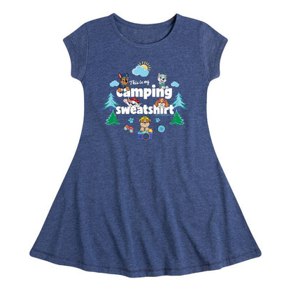 Girls' - Paw Patrol - This Is My Camping Sweatshirt Fit & Flair Cap Sleeve Dress