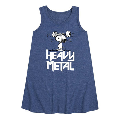Girls' - Peanuts - Heavy Metal Snoopy Graphic Sleeveless Aline Dress