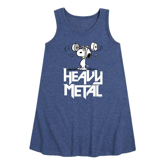 Girls' - Peanuts - Heavy Metal Snoopy Graphic Sleeveless Aline Dress