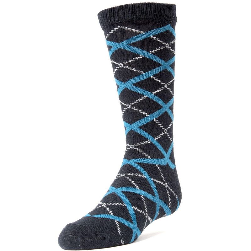 Memoi Diamond Interlock Boys Dress Cotton Blend Crew Socks