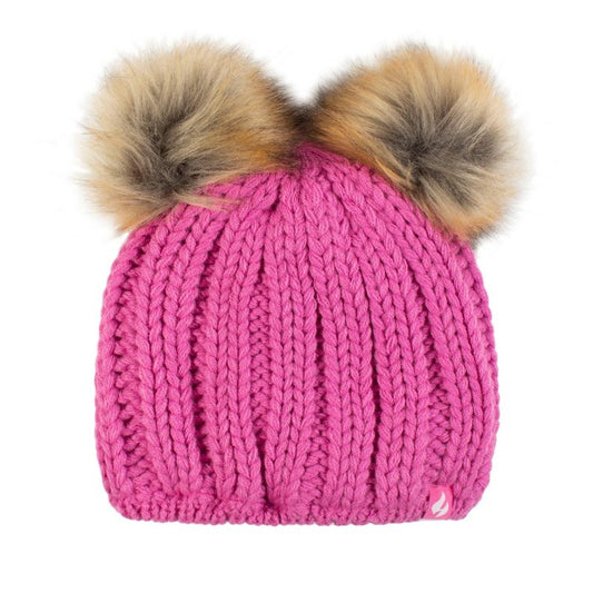 Girls Crystal Mountain Hat with Two Pom Poms