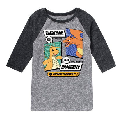 Boys' - Pokémon - Dragonite Charizard Prepare For Battle Raglan Graphic T-Shirt