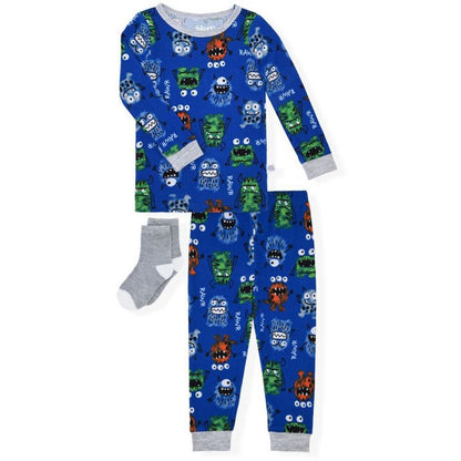Sleep On It  Boys 2-Piece Super Soft Jersey Snug-Fit Pajama Set with Matching Socks - Baby Boy Pajamas and Toddler Pajama Sets