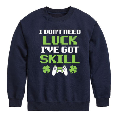 Boys' - Instant Message - St. Patrick's Day I Don't Need Luck, I've Got Skills Graphic Long Sleeve Fleece Sweatshirt