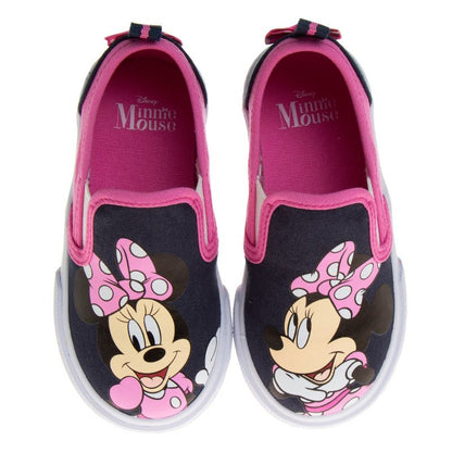 Disney Minnie Mouse Girls No Lace Shoes - Disney Character Loafer Low top SlipOn Casual Tennis Canvas Sneakers (size 5-12 toddler)