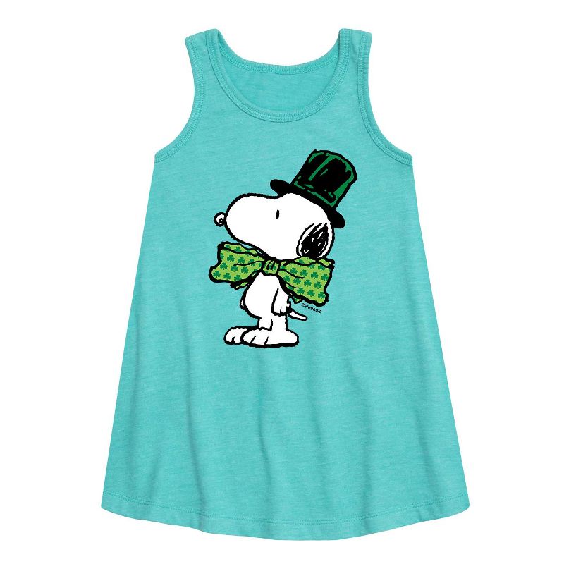 Girls' - Peanuts - St Paddy's Bowtie Graphic Sleeveless Aline Dress