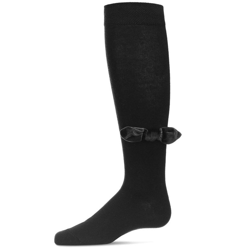Memoi Velvet Bow Cotton Blend Knee High Sock
