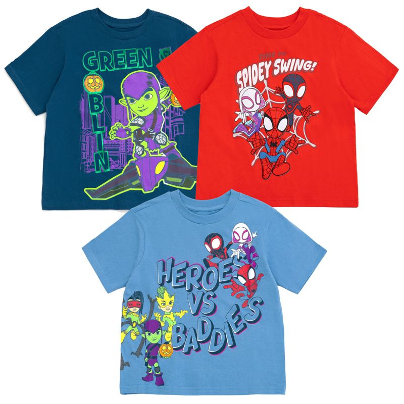 Marvel Avengers Spider-Man Iron Man Thor 3 Pack T-Shirts Little Kid to Big Kid