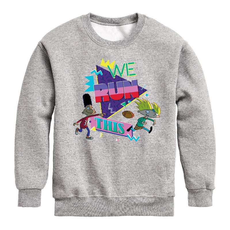 Boys' - Hey Arnold! - Retro Arnold and Gerald Graphic Long Sleeve Fleece Sweatshirt