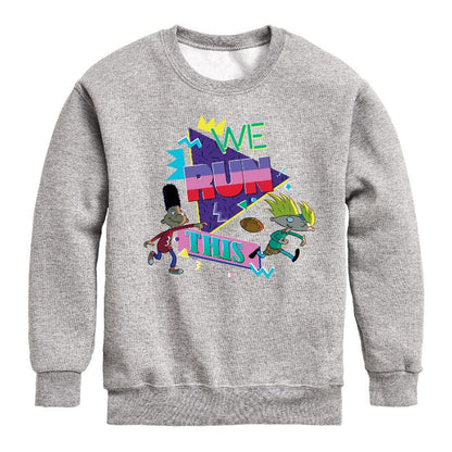 Boys' - Hey Arnold! - Retro Arnold and Gerald Graphic Long Sleeve Fleece Sweatshirt