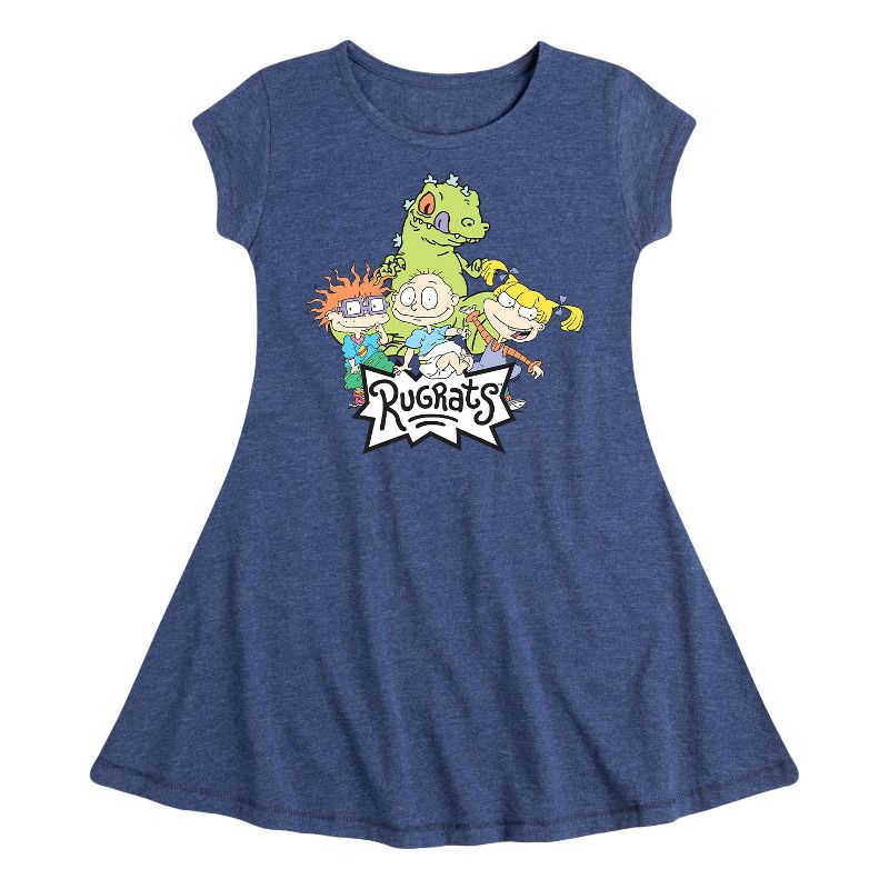 Girls' - Rugrats - Group Art Fit & Flair Cap Sleeve Dress