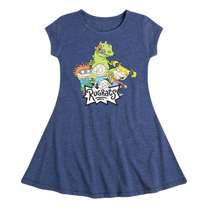 Girls' - Rugrats - Group Art Fit & Flair Cap Sleeve Dress
