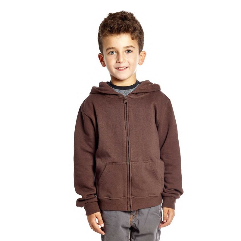 Leveret Kids Zipper Cotton Solid Color Hoodie