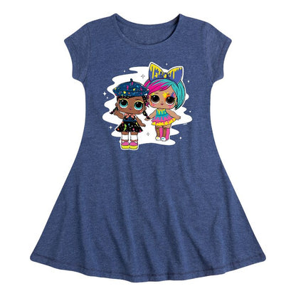 Girls' - LOL Surprise! - Drip Drop Painting Girls Fit & Flair Cap Sleeve Dress