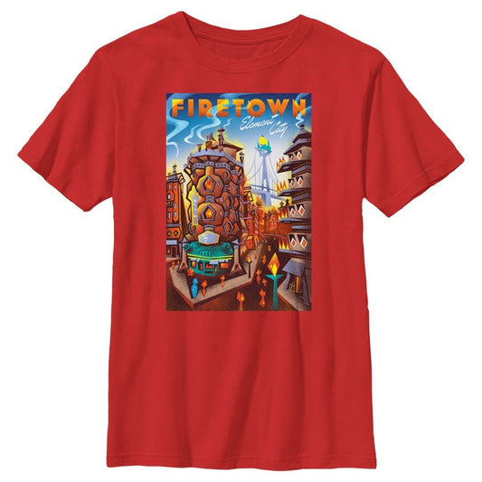 تي شيرت بطبعة ملصق Elemental Firetown للأولاد