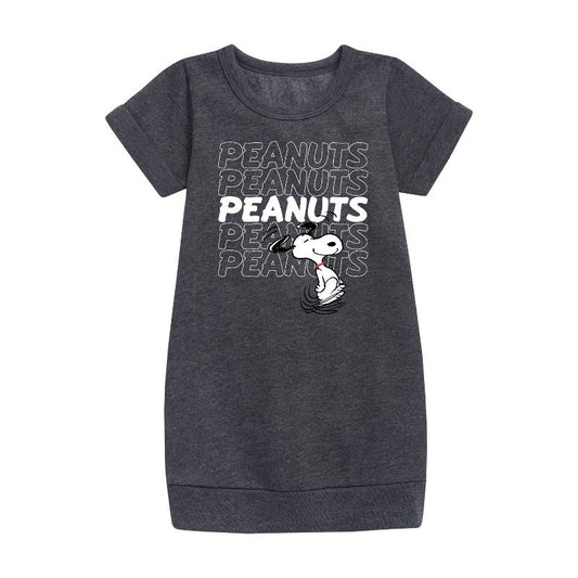 Girls' - Peanuts - Snoopy Repeat Graphic Short Sleeve Fleece Dress