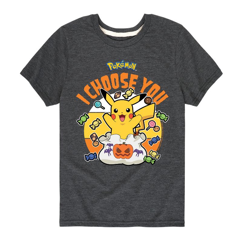تي شيرت جرافيكي بأكمام قصيرة للأولاد - بوكيمون - بيكاتشو هالوين كاندي أختارك