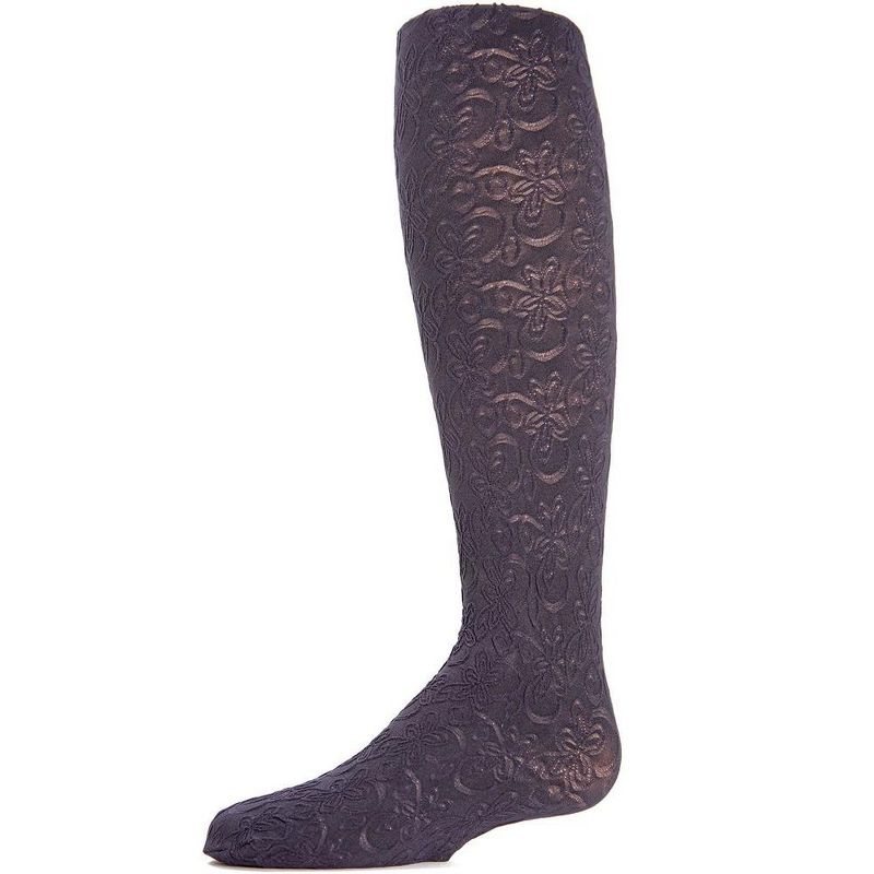 Memoi Swirled Floral Girls Opaque Tights