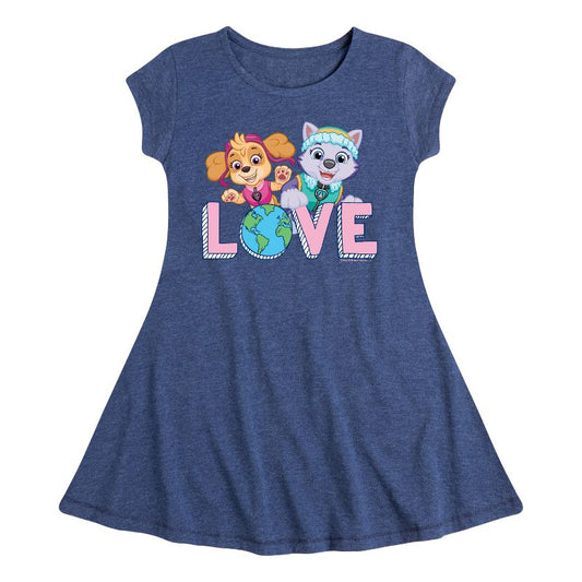 Girls' - Paw Patrol - Love Earth Fit & Flair Cap Sleeve Dress
